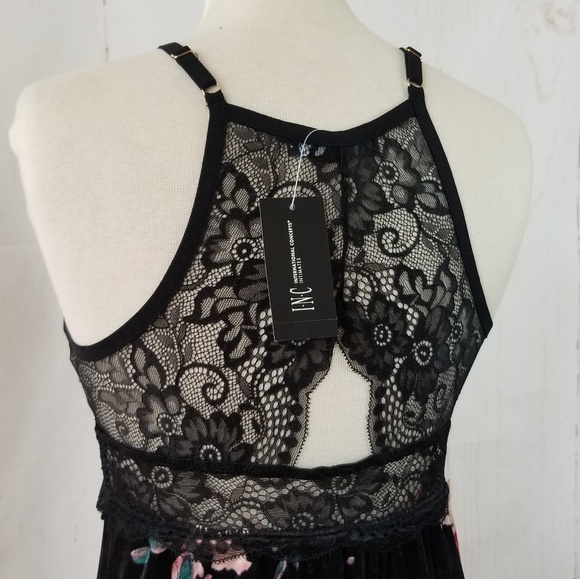 I.N.C. Lace-Trim Printed Velvet Chemise Ni… - Picture 6 of 8